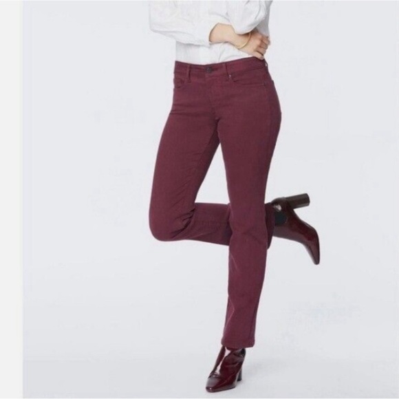 NYDJ  Marilyn Straight Lift Tuck Jeans Deep Merlot Burgundy Size 6 NWT $119 MSRP - Picture 2 of 6